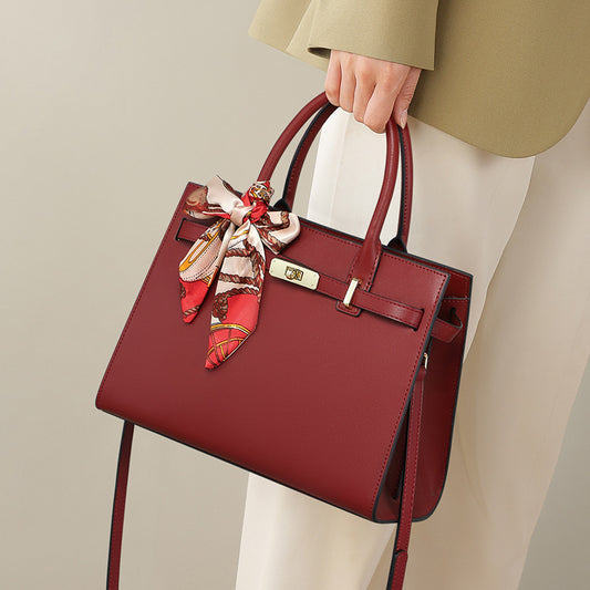 Women's Large Capacity Red Bridal Wedding Leather Handbags