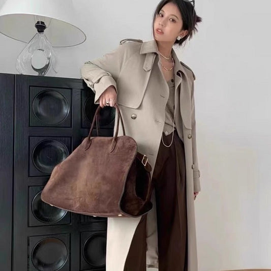 Women's Slouchy Suede Cowhide Commuter Textured Handbags