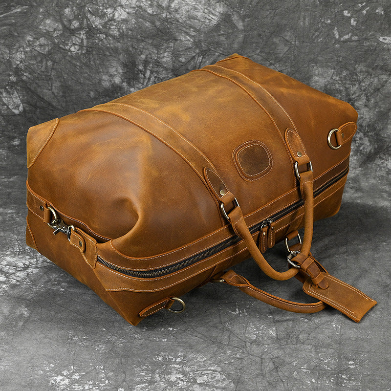 Men's Large Capacity Leather Crazy Horse Expandable Travel Bags