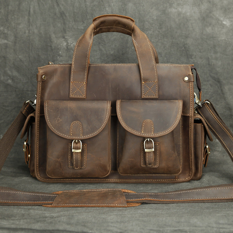 Men's Retro Crazy Horse Leather First Layer Men's Briefcases