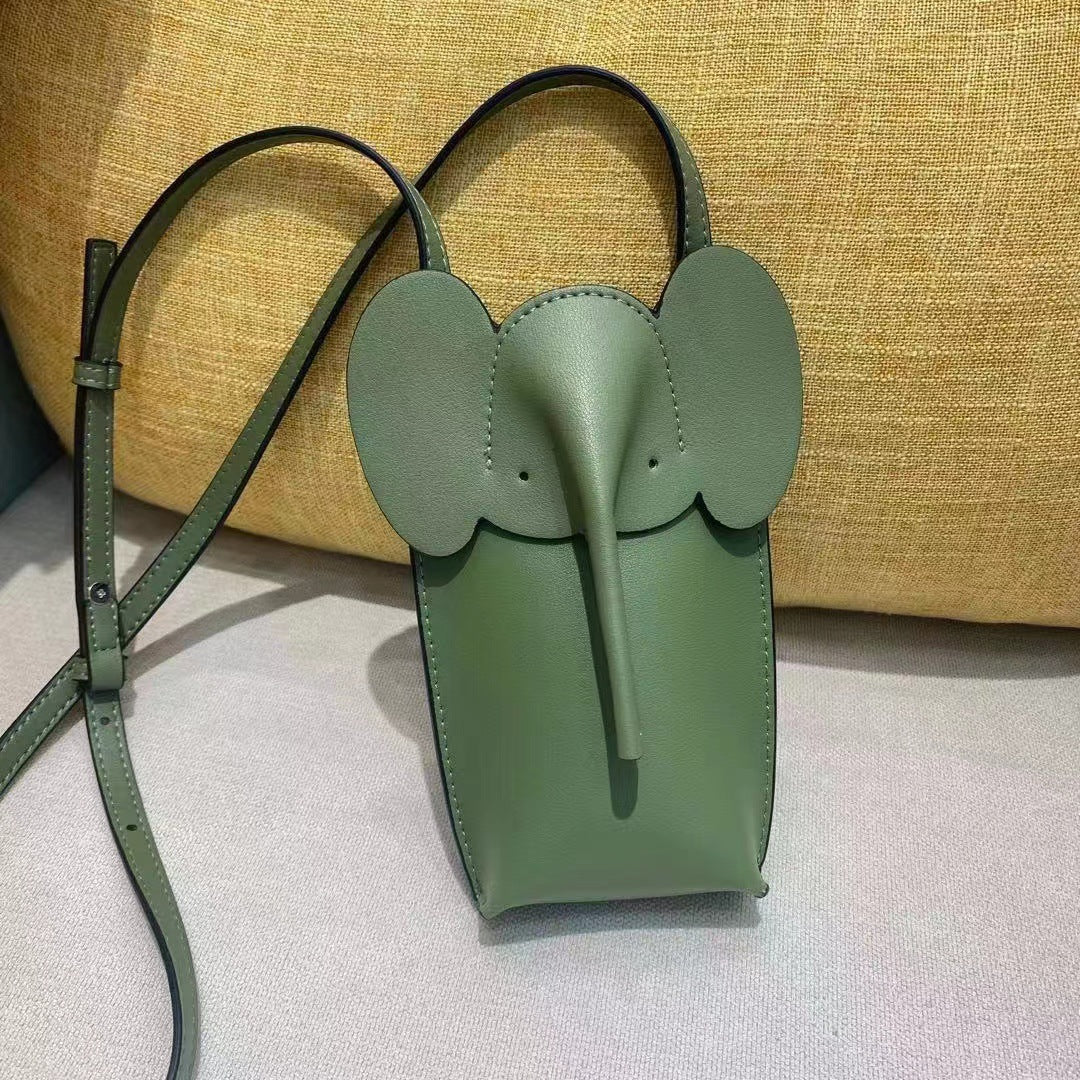 Women's Genuine Leather Elephant Vertical Mobile Lightweight Phone Bags