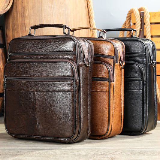 Men's First Layer Cowhide Large Capacity Portable Men's Shoulder Bags