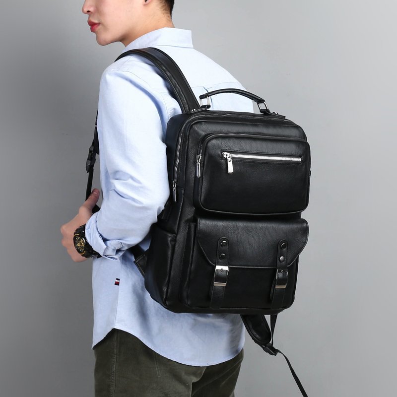 Men's Leather Business Leisure Large Capacity Inch Backpacks