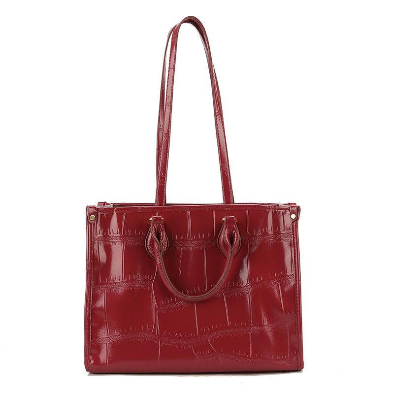 Women's Large Capacity Stone Pattern Simple Commute Shoulder Bags