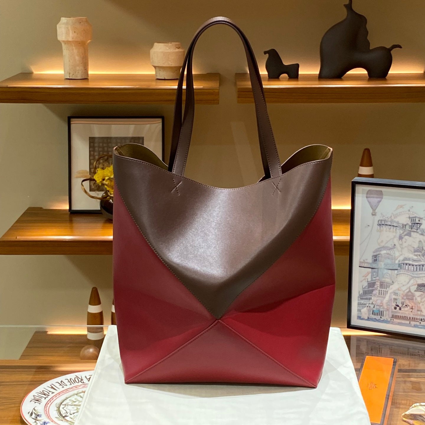 Niche Leather Folding Fashionable Large Capacity Tote Bags