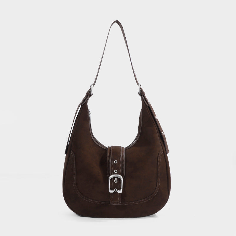 Style Vintage Suede Saddle Croissant High-grade Shoulder Bags