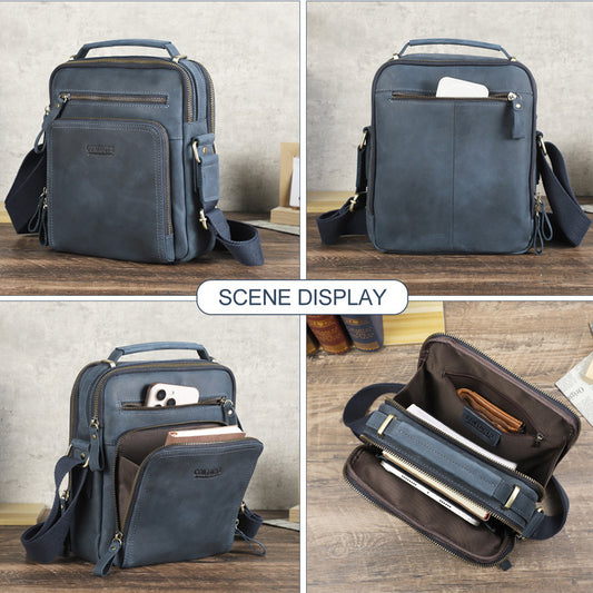 Men's Top Layer Cattlehide Leather Fashion Genuine Men's Messenger Bags
